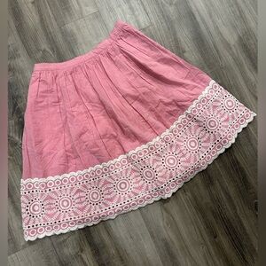 Boden Pink A-Line Skirt with Lace Detail